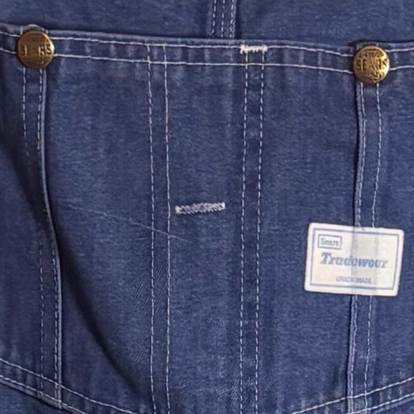 Vintage 1950s Sears Union Made Tradewear Denim Bib Overalls Retro Old School M - Picture 4 of 6